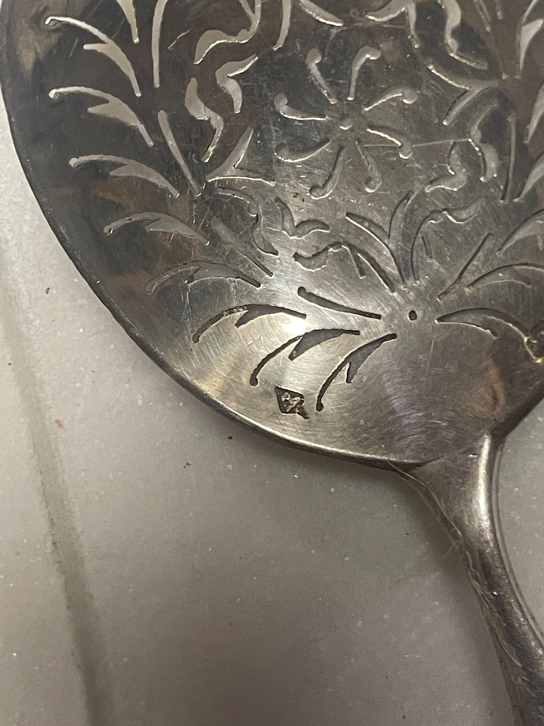 Antique French Minerva Silver Pierced Serving Spoons | Philippe